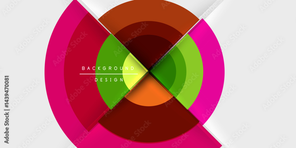 Aufkleber Abstract colorful layers create dynamic circular design. Bright hues overlap, forming modern visual composition.