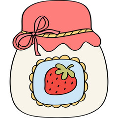 Strawberry Jam Jar Glass Container Illustration