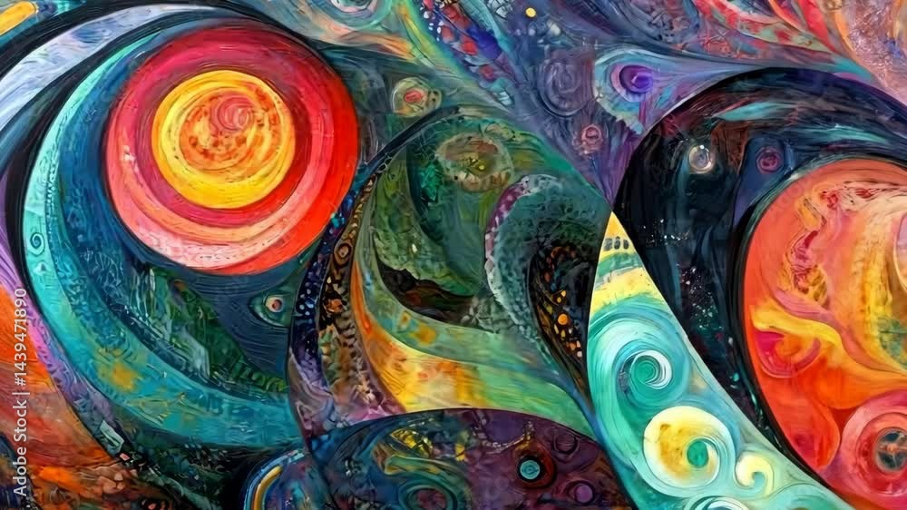Poster vibrant abstract swirls with dynamic color transitions in motion