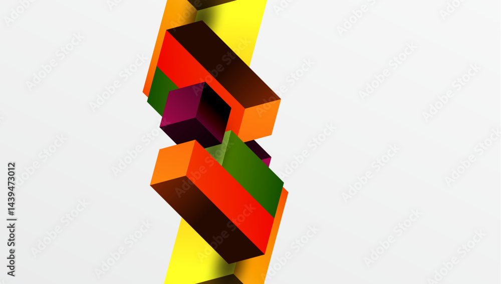 Aufkleber Abstract geometric composition. Colorful blocks stacked diagonally, creating dynamic visual effect. Minimalist design, bright hues, simple shapes.