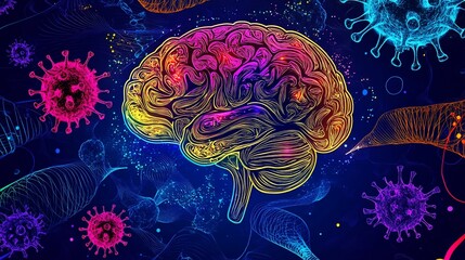 Brain, viruses, abstract