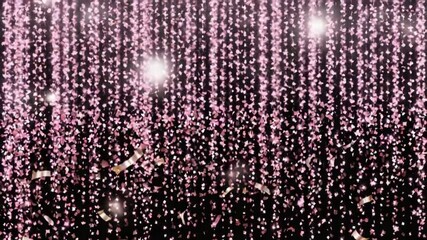 Falling Rose Gold Confetti Sparkling on Black Background - Powered by Adobe