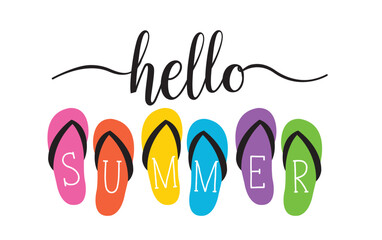 hello summer. hello summer fun with colorful flip flops. hello summer icon vector illustration.