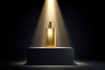 Gold cosmetic bottle. premium product packaging for skincare and beauty branding