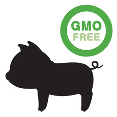 GMOフリーのブタのシルエットイラスト