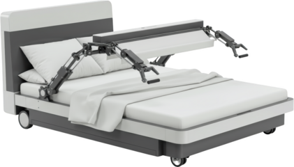 Modern Robotic Assisted Bed Frame with Automated Lifting Mechanisms for Elderly Care