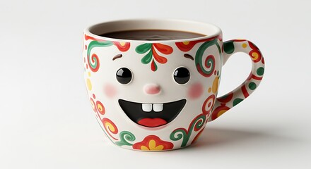 Cute Smiling Coffee Cup Clip Art – Happy Morning Drink	Playful cartoon coffee cup with a happy face, perfect for children’s menus, breakfast ads, and positive branding for cafés and bakeries