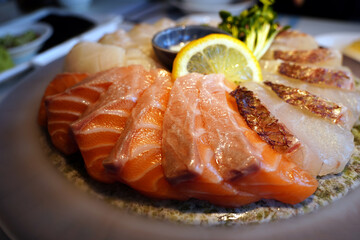 Exquisite Sashimi Platter with Fresh Salmon and Seafood Presentation