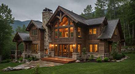 Stately Mountain Home Exuding Rustic Charm and Architectural Excellence