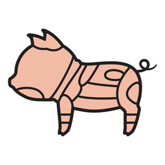 豚肉の部位のイラスト　文字なし