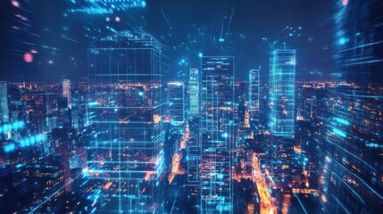 Digital Metropolis: A Futuristic Cityscape at Night