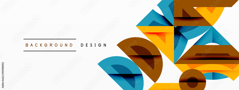 Aufkleber Abstract geometric shapes overlap, creating dynamic composition. Warm, cool colors blend, offering modern aesthetic. Minimalist design.