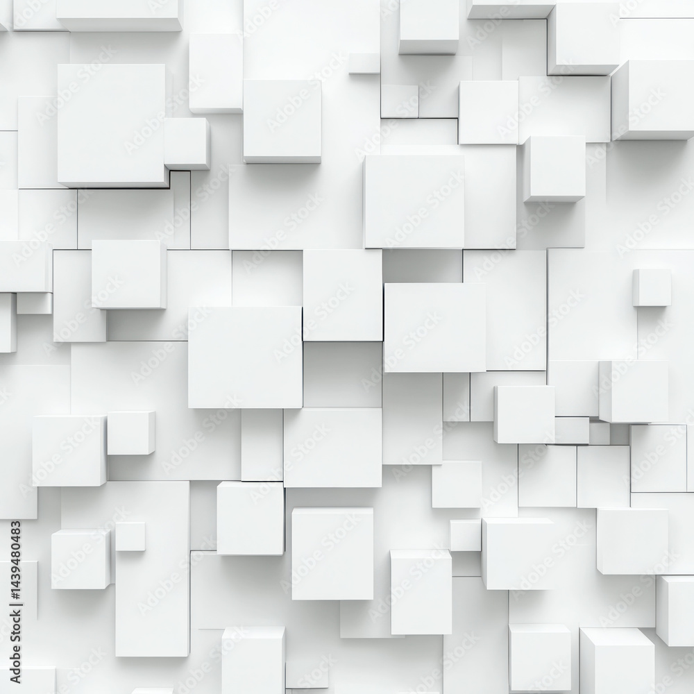 Poster the image is a white background with many white squares. the squares are arranged in a way that crea