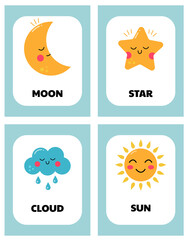 A set of cards for studying natural phenomena. Tasks for kindergarten.