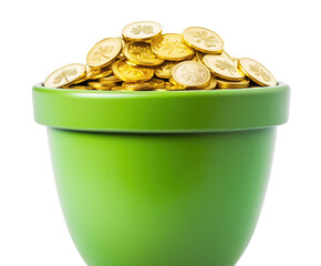 A Pot of Gold: Symbol of Wealth and Prosperity , isolated on white background PNG cut out
