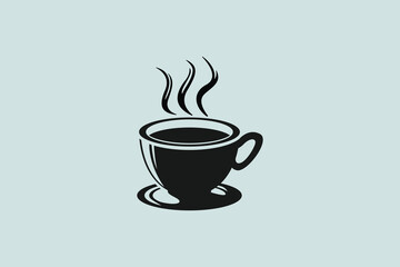 Coffee cup silhouette icon, teacup logo, symbol vector illustration silhouette image template.