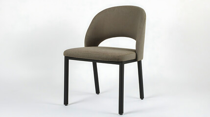 A chair with a black frame and a tan seat