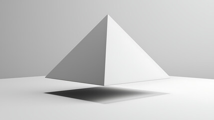 A white pyramid is shown in a white background