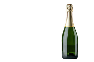 Green champagne bottle standing on transparent background
