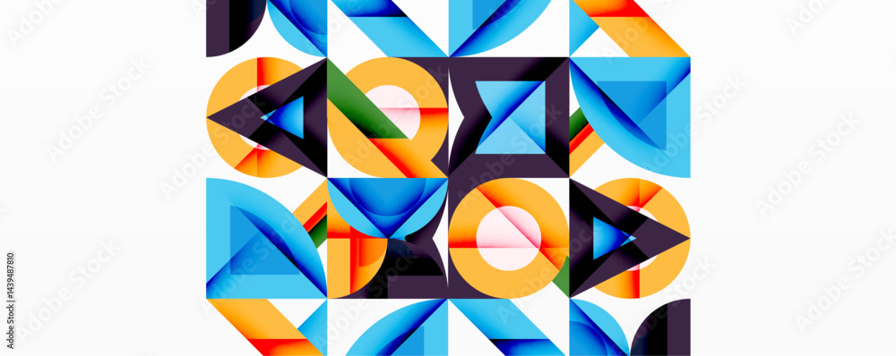 Aufkleber Abstract geometric pattern. Bright colors intersect, creating dynamic visual texture. Shapes overlap, forming complex design.