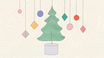 christmas, tree, holiday, star, gift, decoration, xmas, christmas tree, celebration, winter, illustration, vector, fir, ornament, ball, december, snow, present, design, season, box, green, pine, year,