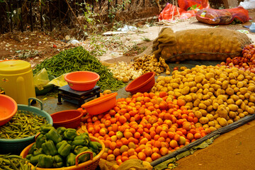 fresh vegetables on a local market in mumbai, india
