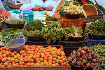 fresh vegetables on a local market in mumbai, india
