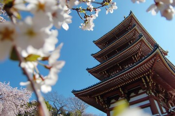Pagoda with Cherry Blossoms