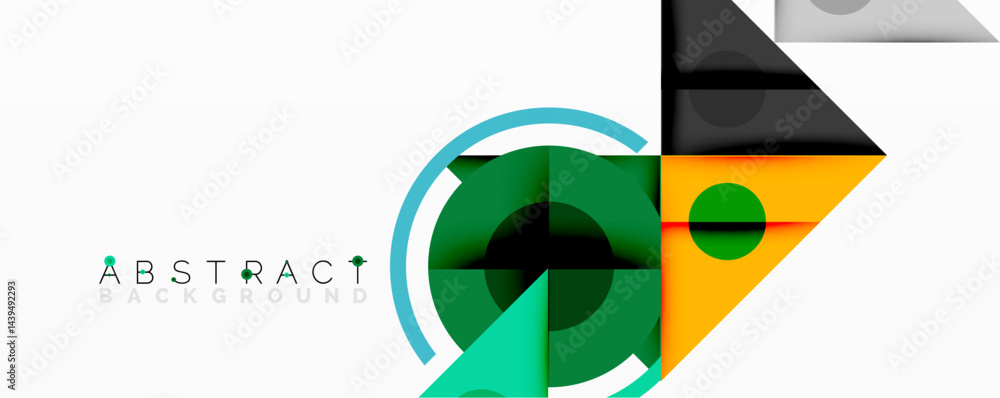 Leinwandbilder Geometric shapes create modern design. Circles, squares, triangles combine for abstract visual impact. Bright colors dominate composition.