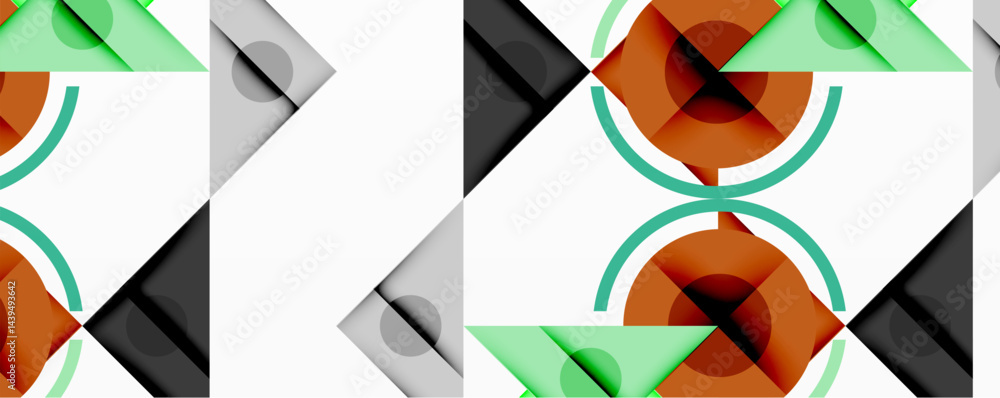 Fototapete Abstract geometric pattern. Overlapping shapes create modern design. Light colors dominate composition. Minimalist aesthetic.