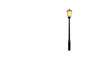 Glowing street lamp on transparent background