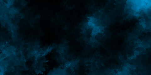 abstract black fog or smoke blue color isolated background, dark sky blue and thunderstorm clouds, Colorful fractal nebula dust on black background.