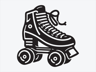Roller Skates Silhouette / icon with Classic Four-Wheel Design for Sports, Fitness, and Retro-Art and Illustrations