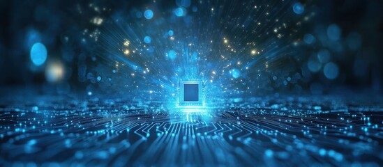 Futuristic circuit board with central processor