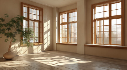 Sunlit Sunroom: Bright Room, Plants, and Wooden Floor