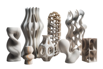 Architectural Adventures: Unveiling the World of Creative Shapes Isolated On White Background.