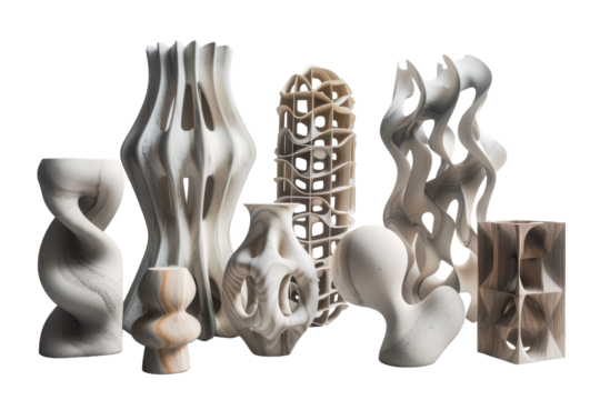 Architectural Adventures: Unveiling the World of Creative Shapes Isolated On White Background.