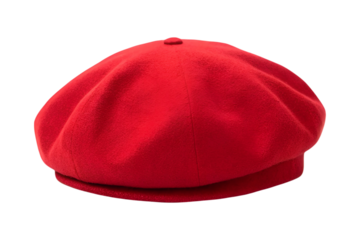 Stylish red beret cap for fashion enthusiasts, an eye catching accessory transparent background