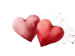 Fototapeta premium Two hearts in soft watercolor tones, creating a delicate romantic image