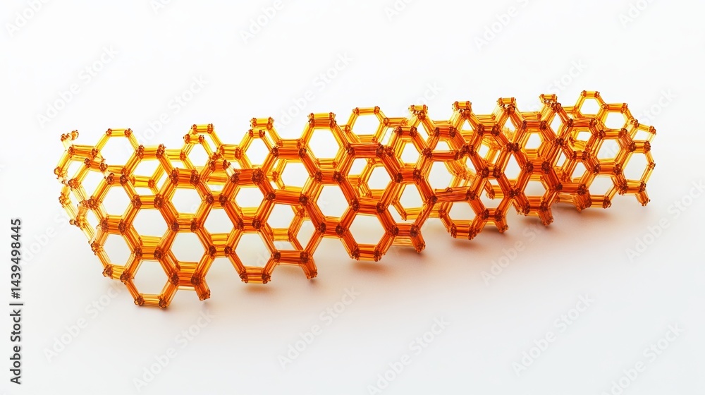 Aufkleber abstract orange hexagon structure molecular design 3d render illustration background art grid form
