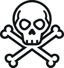 Simple Skull and Crossbones Icon Graphic Design