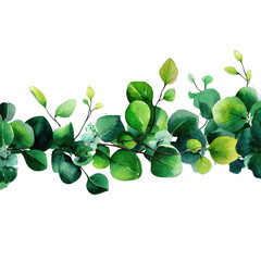 Obraz premium Delicate Watercolor Eucalyptus Branches - A Lush Floral Border for Design , isolated on white background PNG cut out