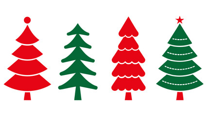 Fototapeta premium set of red and green christmas tree vector on tranparent background