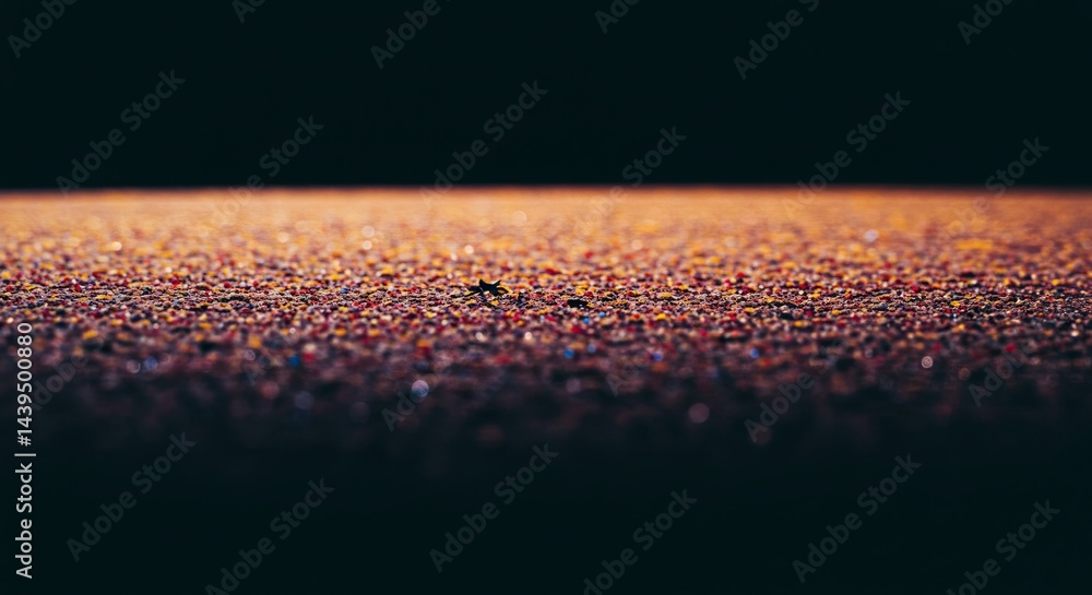 Poster a close up of a field of dirt with a small insect on it