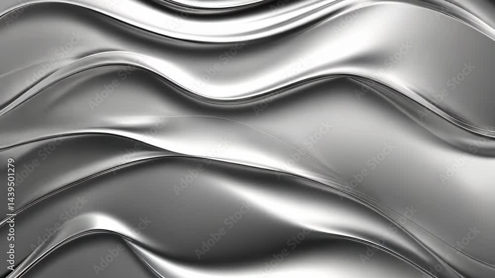 Poster smooth metallic waves in continuous flow creating dynamic fluid motion
