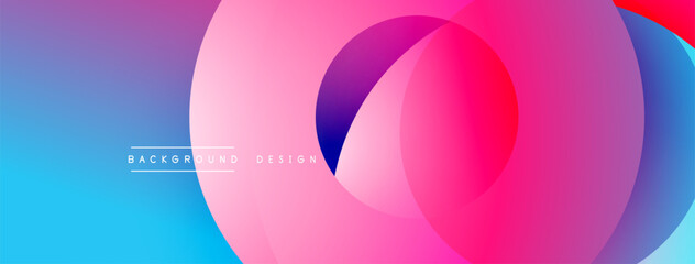 Abstract colorful layers create dynamic visual flow. Gradient shades blend, forming circular shapes. Modern design element for backgrounds.