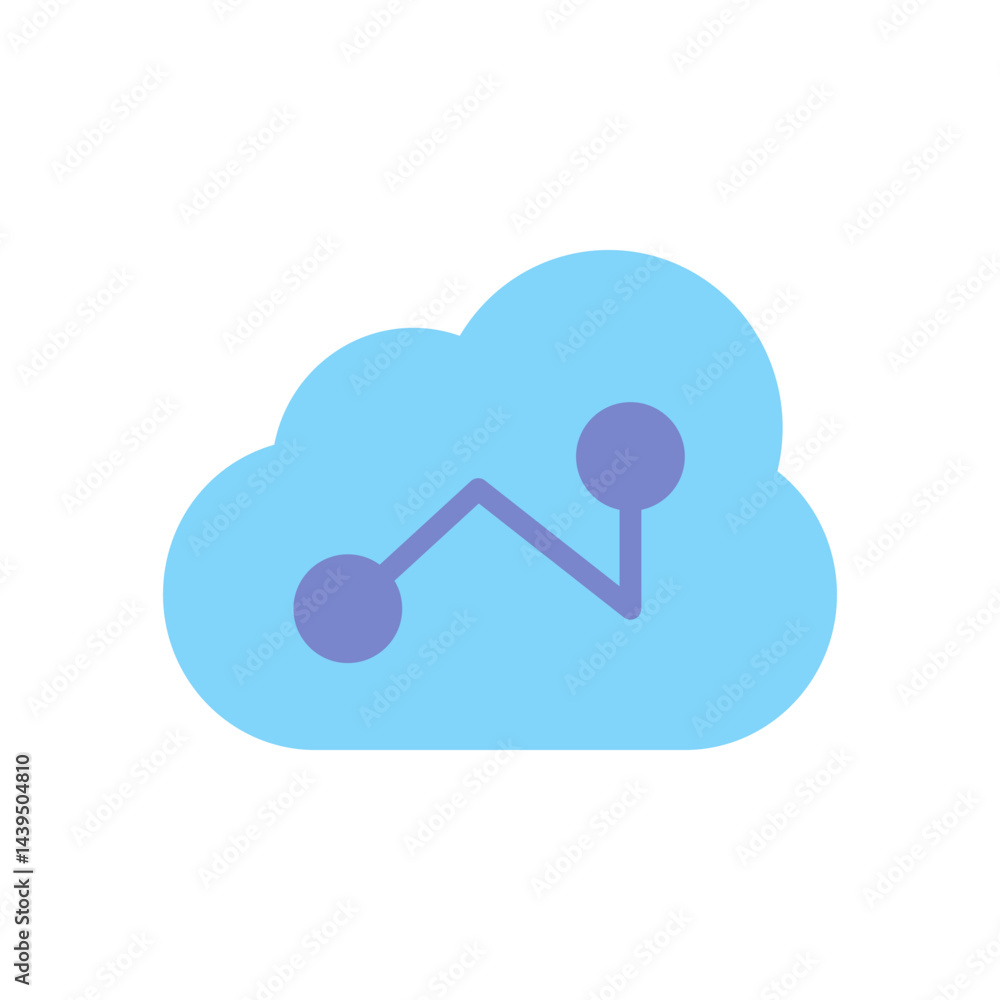 Poster data analytics cloud icon featuring graph visualization representing business growth and market perf