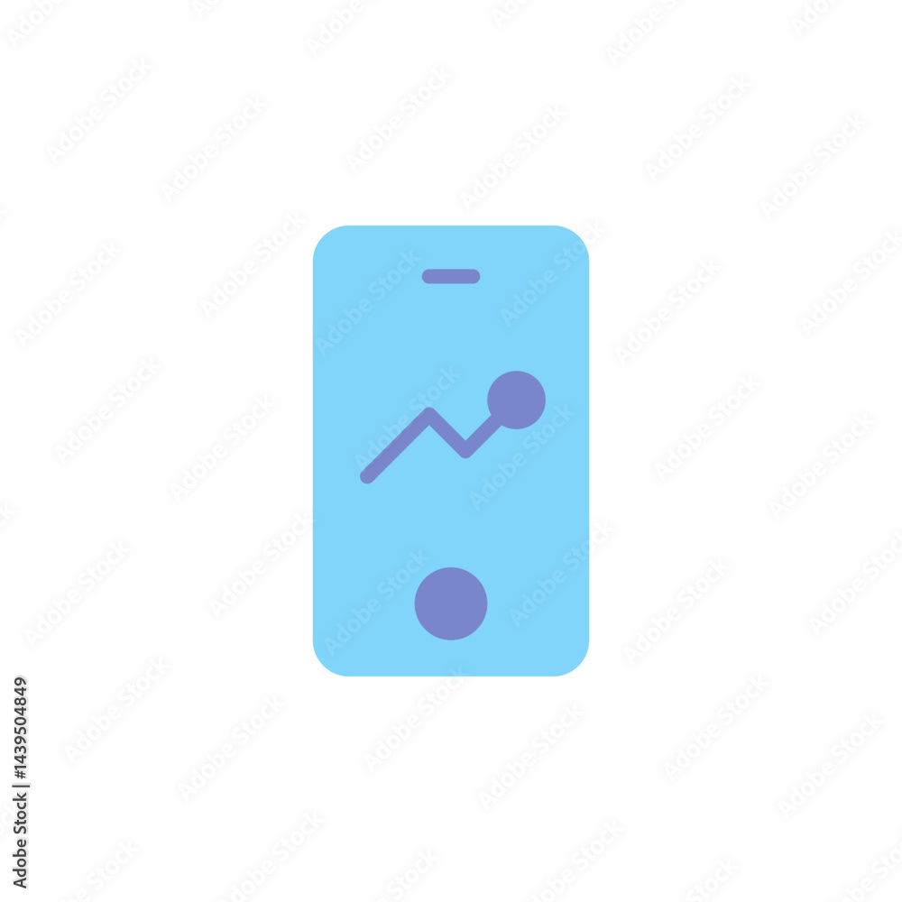 Poster analytics growth chart icon on mobile device representing data tracking and digital marketing strate