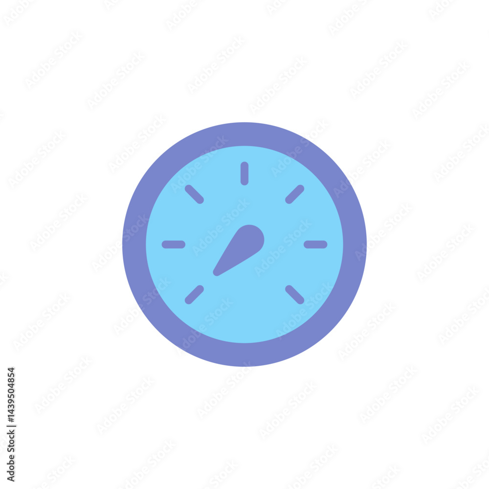 Poster modern blue round icon of a performance meter or dashboard indicator in digital design for technolog