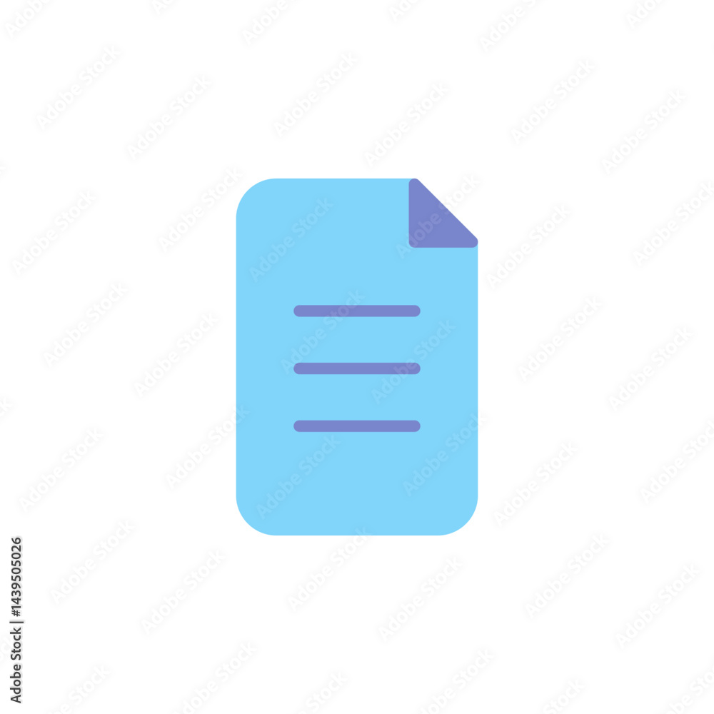 Aufkleber blue paper document icon with folded corner representing digital files and information management in